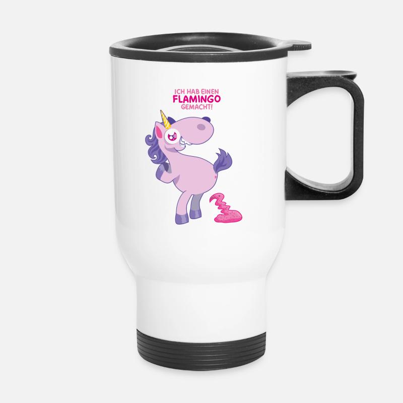 Einhorn Flamingo gemacht - Thermobecher mit Tragegriff - Weiß