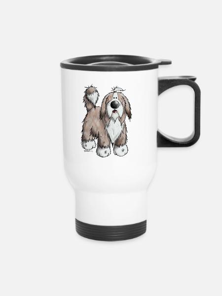 Der Bearded Collie - Thermobecher mit Tragegriff - Weiß