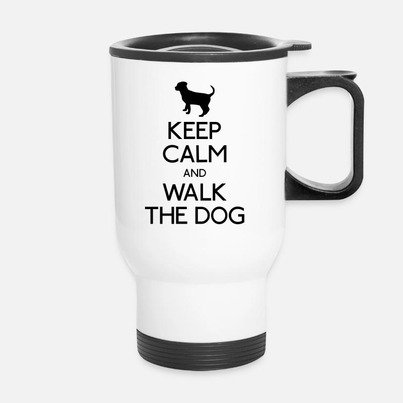 Keep Calm walk the dog - Thermobecher mit Tragegriff - Weiß