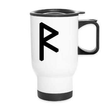 Rune: Raidho ᚱ (R), Quantum Runes Futhark 0 © - Thermobecher mit Tragegriff - Weiß - Vorne