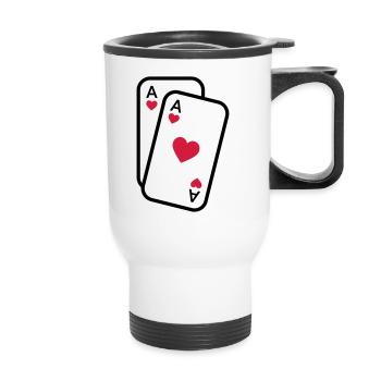 Cartes as de coeur cartes à jouer poker - Tasse isotherme avec poignée - blanc - Devant