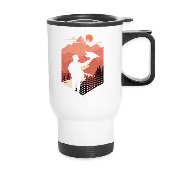 Falconer outdoors design falconry hawking falconer - Thermal mug with handle - white - Front