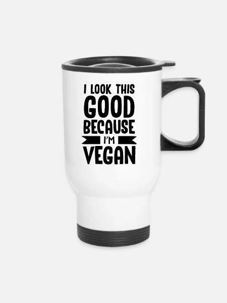 Vegan Veganer - Thermobecher mit Tragegriff - Weiß