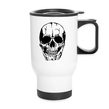 head of death skull halloween - Thermal mug with handle - white - Front