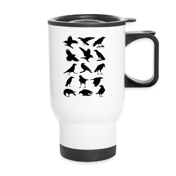 Corbeaux, corbeaux, oiseaux, corbeaux, corvus, corbeau aux choux - Tasse isotherme avec poignée - blanc - Devant