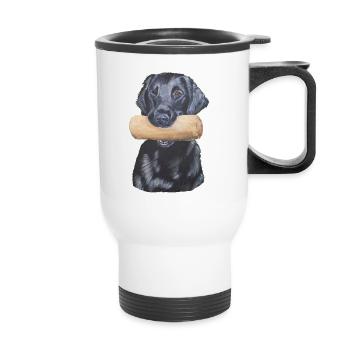 Flatcoated retriever sticker - Thermal mug with handle - white - Front