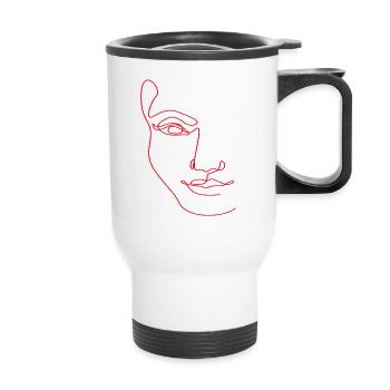 Art au trait Silhouette Féminine Visages Féminins - Tasse isotherme avec poignée - blanc - Devant