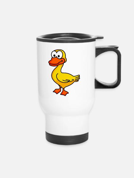 Ente Comic Tier - Thermobecher mit Tragegriff - Weiß