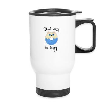 Donut worry cat - Thermobecher mit Tragegriff - Weiß - Vorne