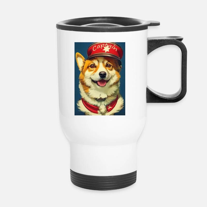 Captain Corgi - Thermobecher mit Tragegriff - Weiß