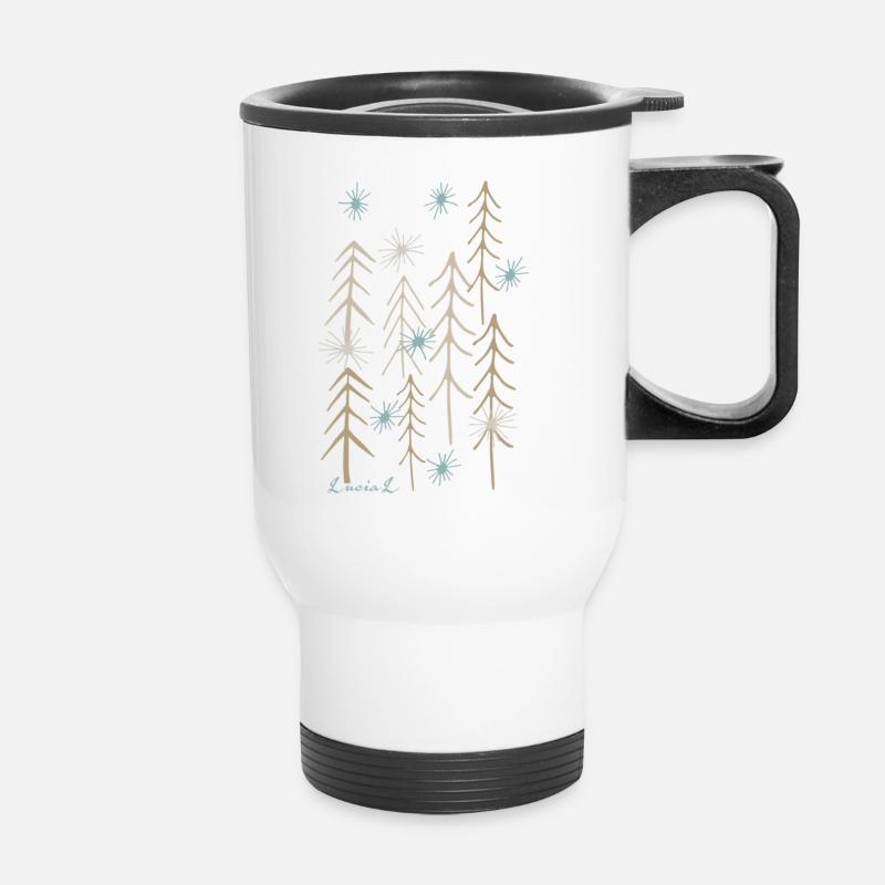 Minimal Magic Forest - Thermal mug with handle - white