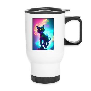 Space Cyber Cat Future Pet Cat Love - Tasse isotherme avec poignée - blanc - Devant