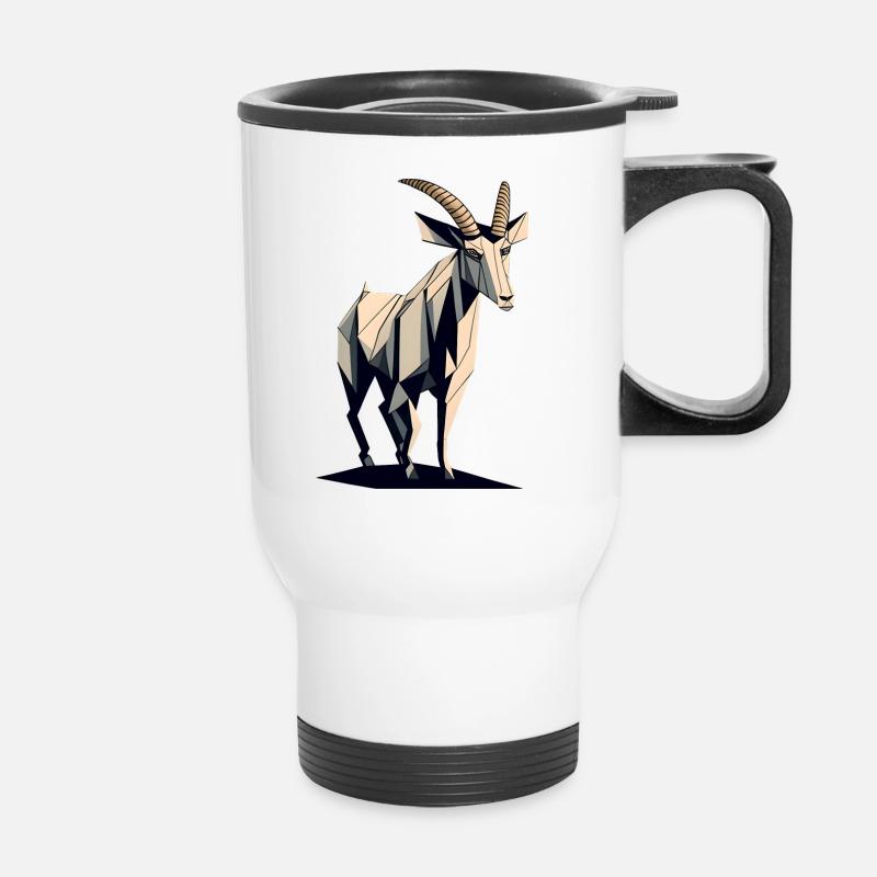 Geometric Goat - Thermal mug with handle - white