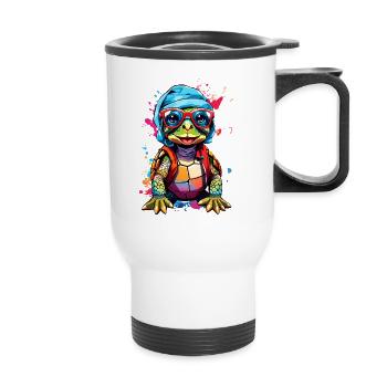Tortue petite et colorée - Tasse isotherme avec poignée - blanc - Devant