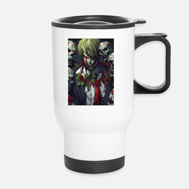Anime Zombie Bräutigam - Thermobecher mit Tragegriff - Weiß