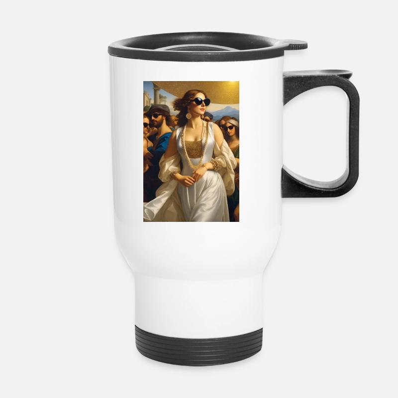 Sunglasses Girl - Thermal mug with handle - white