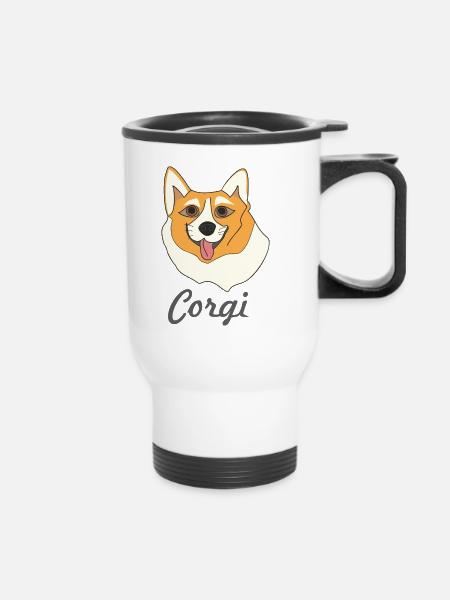 Corgi-Gesicht - Thermobecher mit Tragegriff - Weiß