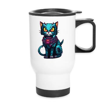 Cyberpunk Astrocat - Tasse isotherme avec poignée - blanc - Devant