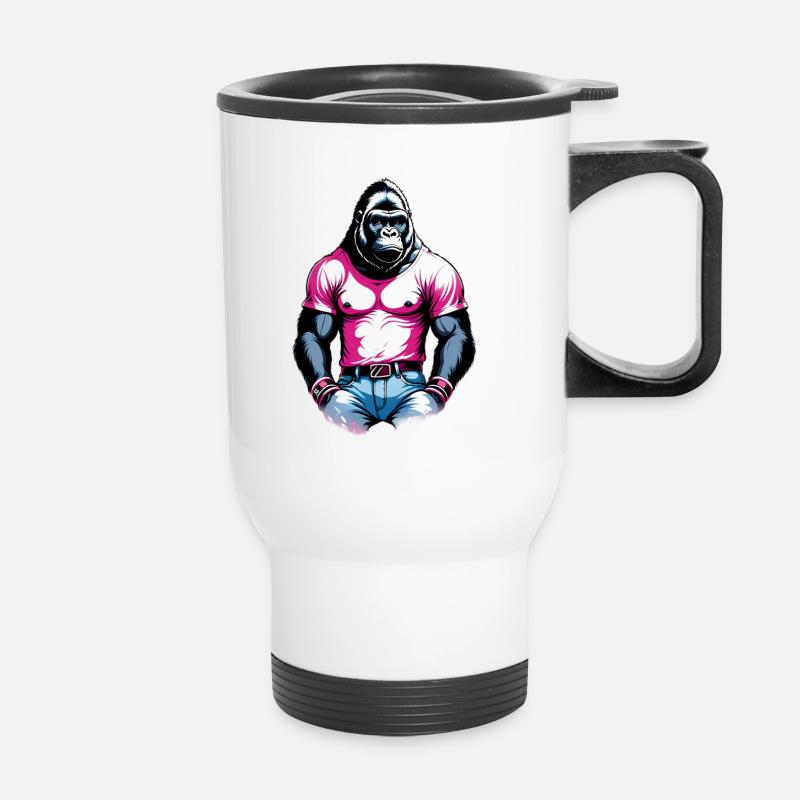 Boxing Gorilla Boxer - Thermal mug with handle - white