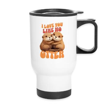 Loutre se tenant la main, je t’aime comme aucune loutre - Tasse isotherme avec poignée - blanc - Devant