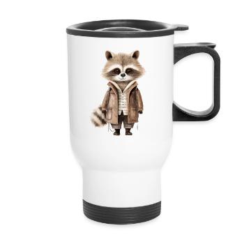Rascal Raccoon: Urban Explorer Tee - Thermal mug with handle - white - Front