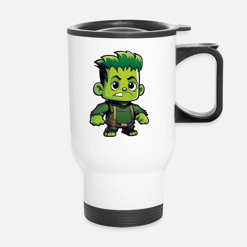 Monstre vert mignon - Tasse isotherme avec poignée - blanc