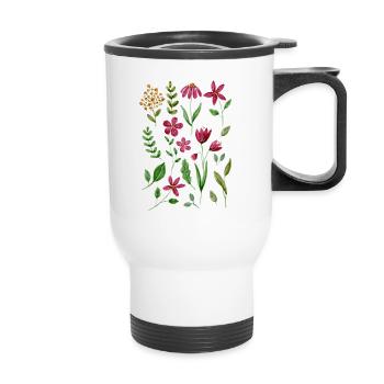 Motif Floral Rose Vert - Tasse isotherme avec poignée - blanc - Devant