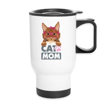 Maman chat roux drôle - Tasse isotherme avec poignée - blanc - Devant