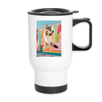 Cat wash - Thermal mug with handle - white - Front