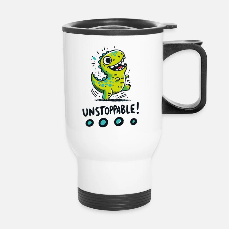 T-Rex Unstoppable – Fun Dinosaur Design - Thermal mug with handle - white