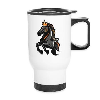 Cheval Cartoon Couronne - Tasse isotherme avec poignée - blanc - Devant
