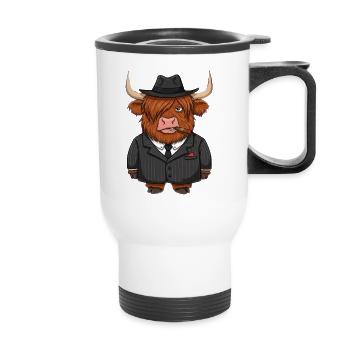Highland cow mafia - Thermal mug with handle - white - Front