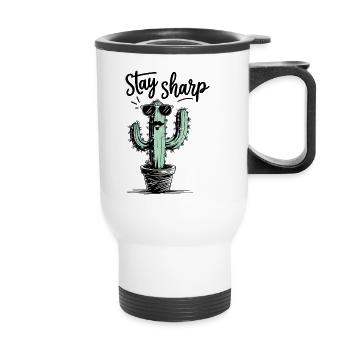 Humorous cactus with sunglasses - Thermal mug with handle - white - Front