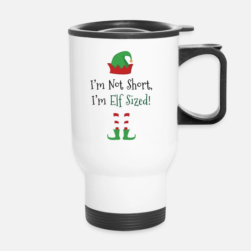 Elf Sized – Funny Christmas Saying Design - Thermal mug with handle - white