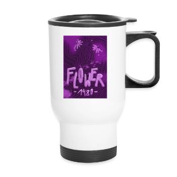 Floral Neon 80s Retro - Thermal mug with handle - white - Front