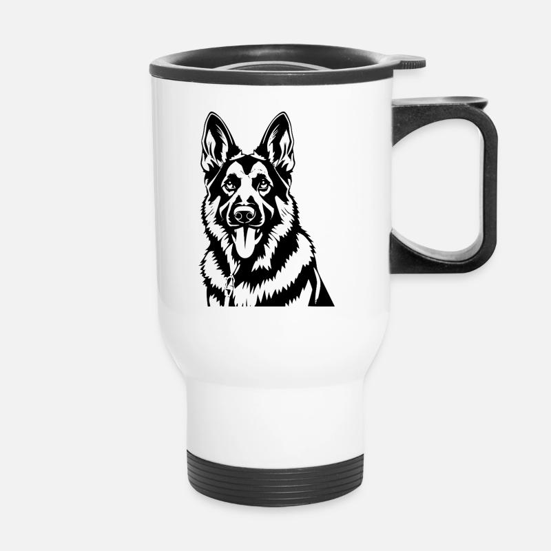 Schaeferhund_schwarz - Thermobecher mit Tragegriff - Weiß