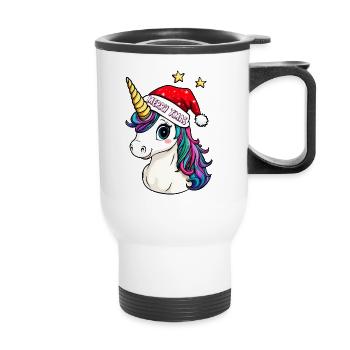 Noël des licornes / Joyeux Noël - Tasse isotherme avec poignée - blanc - Devant