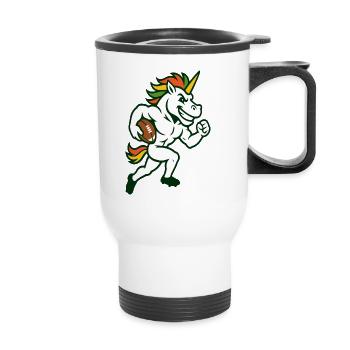 Unicorn Football Runner Mascot Power Design - Thermal mug with handle - white - Front