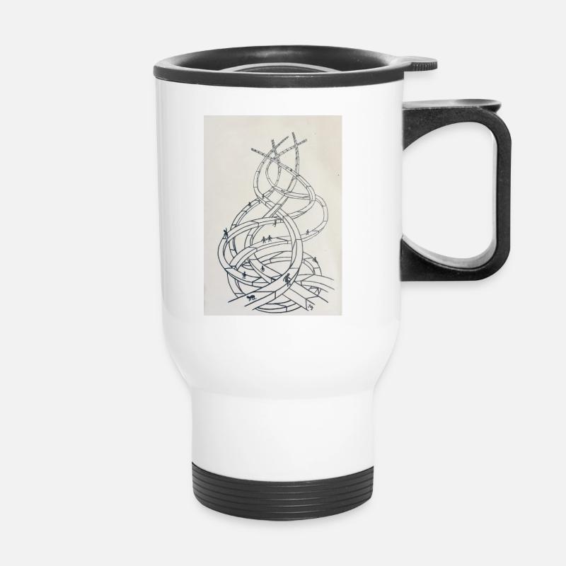 Loop labyrinth of paths - Thermal mug with handle - white