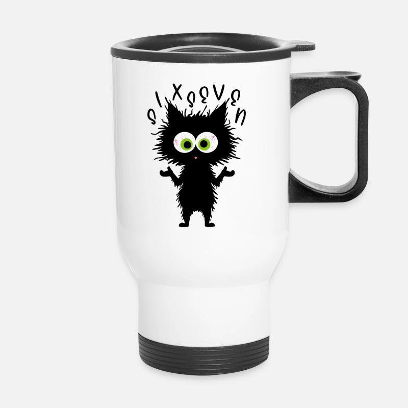 67 Funny Cat Six Seven Memes - Thermal mug with handle - white