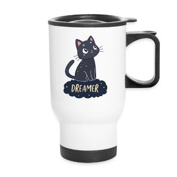 Dreamy Cat Starry Night - Thermal mug with handle - white - Front