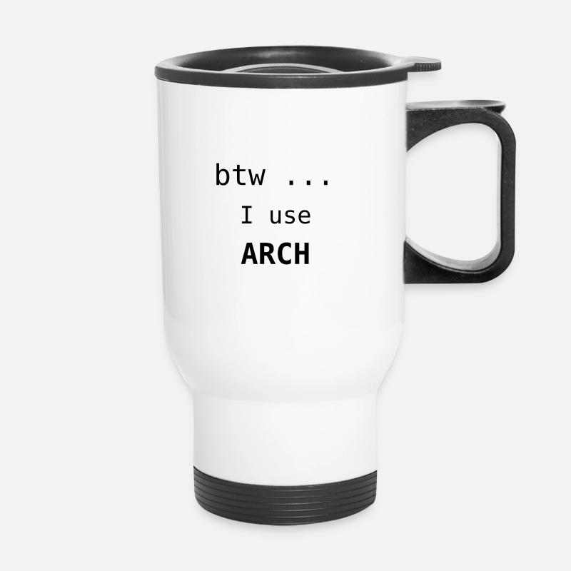 J’utilise Arch black - Linux System - Tasse isotherme avec poignée - blanc