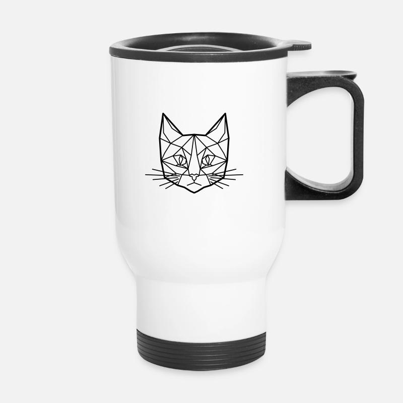 Polygon Cat - Thermal mug with handle - white