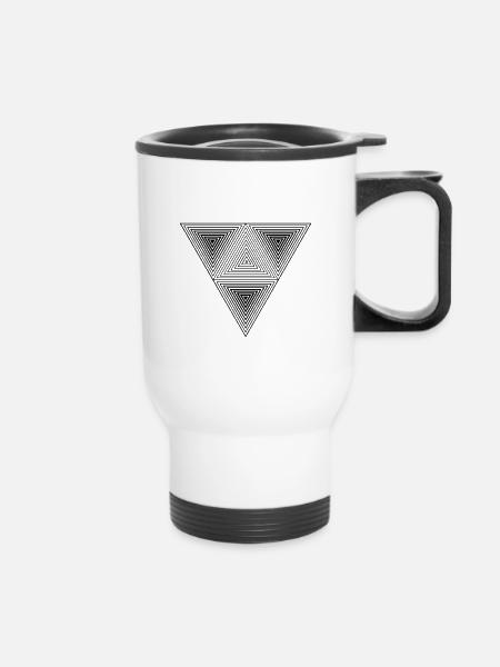 Optical illusion (Hipster Dreick) B&w Art - Thermobecher mit Tragegriff - Weiß