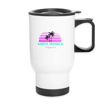 Santa Monica California pink / türkis - Thermobecher mit Tragegriff - Weiß - Vorne