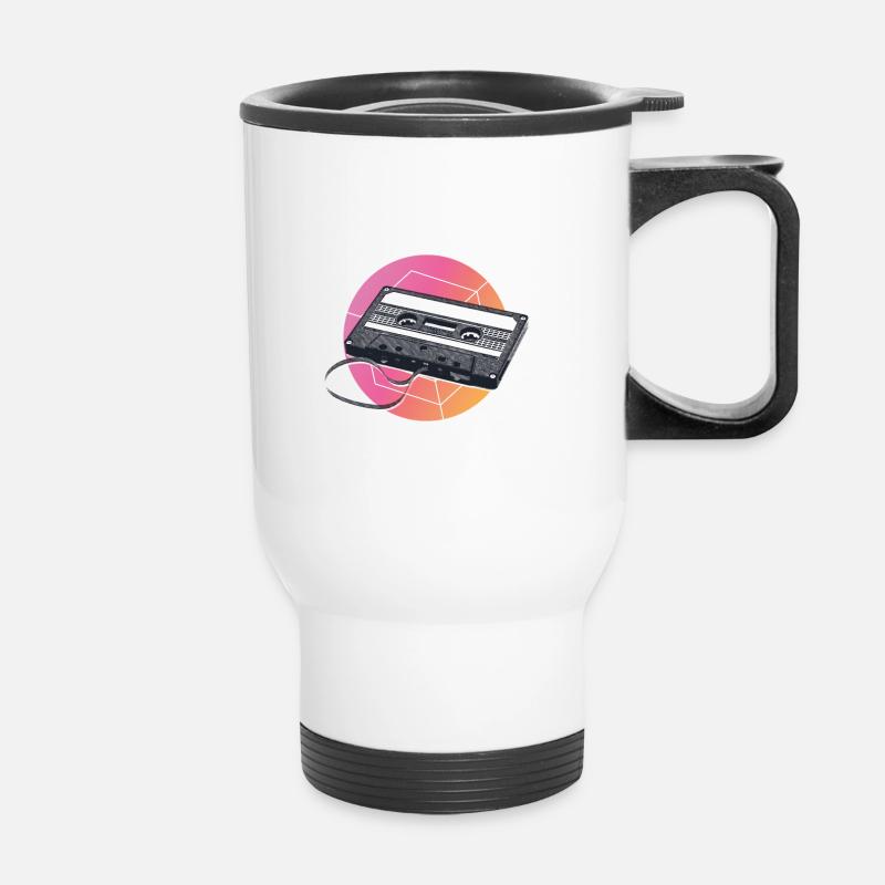 80s Vintage Cassette - Tasse isotherme avec poignée - blanc