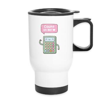 Cute Count On Me Calculator Pun Doodle - Thermal mug with handle - white - Front