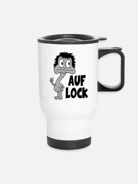 Sprüche Lustige Comic Auf Lock - Thermobecher mit Tragegriff - Weiß