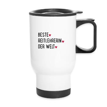 Beste Reitlehrerin der Welt - Thermobecher mit Tragegriff - Weiß - Vorne
