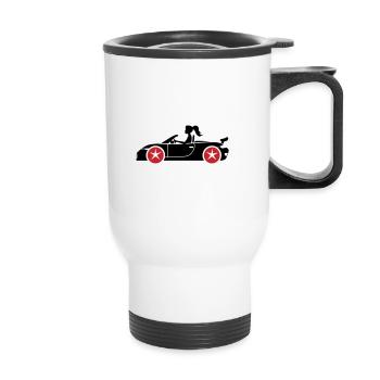 Woman Car Convertible - Thermal mug with handle - white - Front